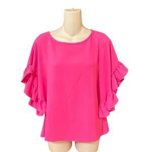Primi Pink Ruffle Sleeve Top‎